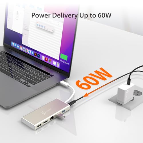 j5create USB-C Mini Dock- Type C Hub with 2X HDMI, 2X USB 3.0, Ethernet, Power Delivery 2.0 (JCD381) - Image 3
