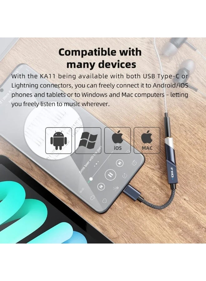 FiiO JadeAudio KA11 USB DAC AMP Hi-Res Audio Type-C to 3.5mm Adapter USB Dongle DAD256, TC Titanium - Image 4