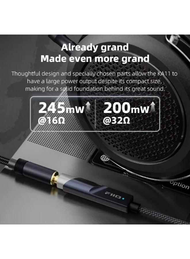 FiiO JadeAudio KA11 USB DAC AMP Hi-Res Audio Type-C to 3.5mm Adapter USB Dongle DAD256, TC Titanium - Image 5