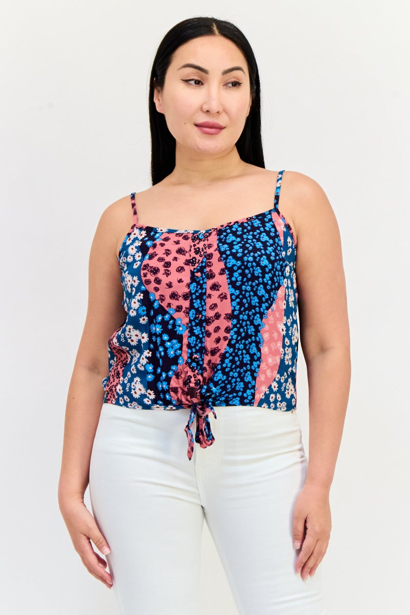 ONLY Women Scoop Neck Sleeveless Floral Print Tank Top, Multicolor - Image 1