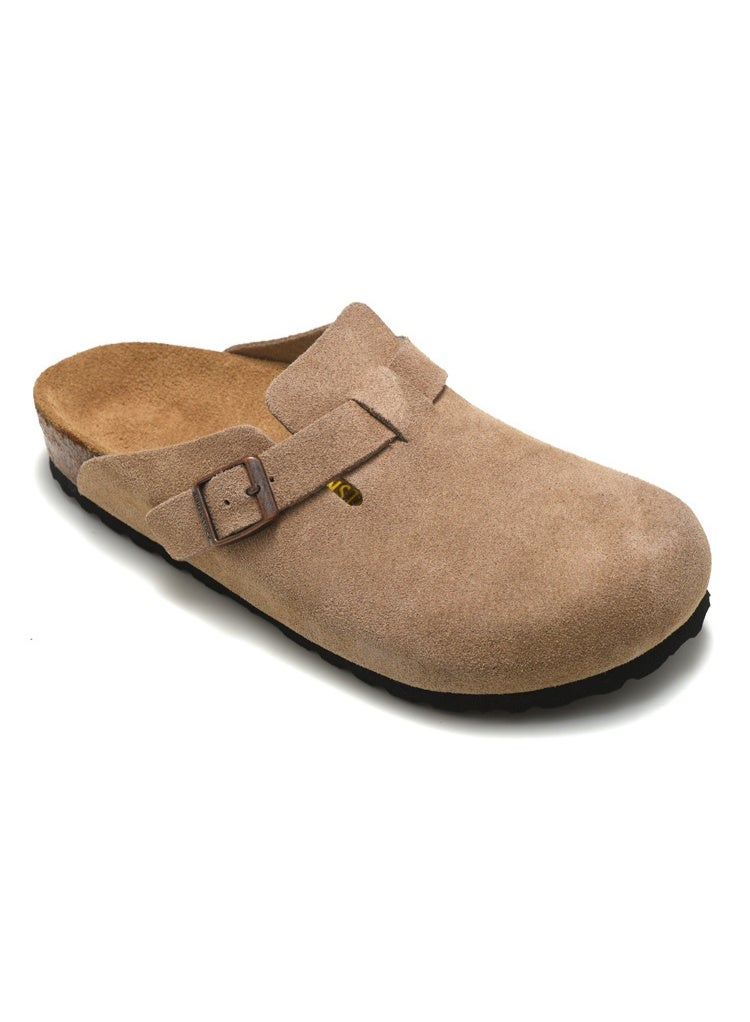 BIRKENSTOCK Boston Wide Width Suede Leather Sandals with Soft Footbed | Oversized Fit, Recommend Buying One Size Down - Image 1