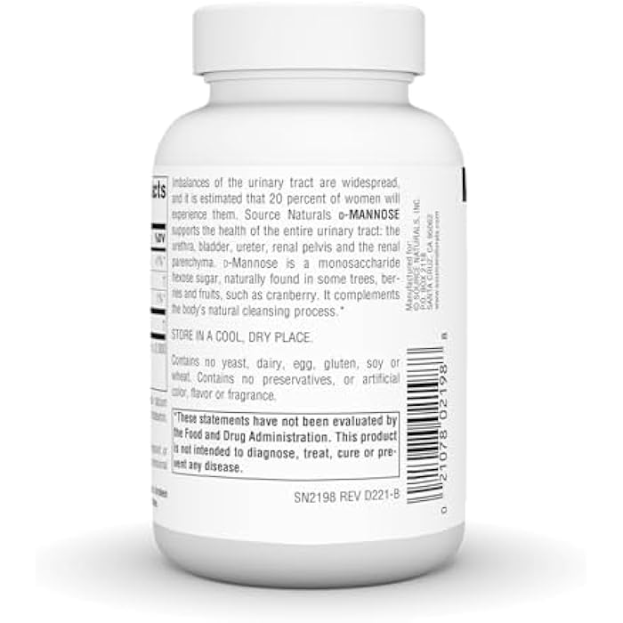 Source Naturals D-Mannose, Potent Urinary Tract & Bladder Health Support*, 500mg - 60 Capsules - Image 3