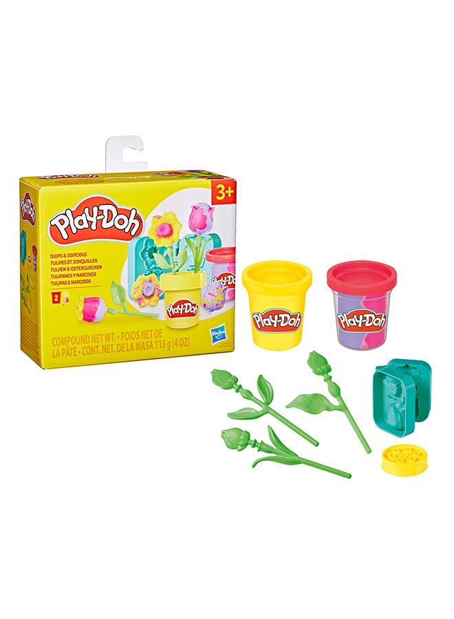 Play-Doh لعبة زهور بلاي دو: توليب ونرجس، مجموعة فنون وحرف للأطفال، هدايا للبنات والأولاد 3+ - Image 1