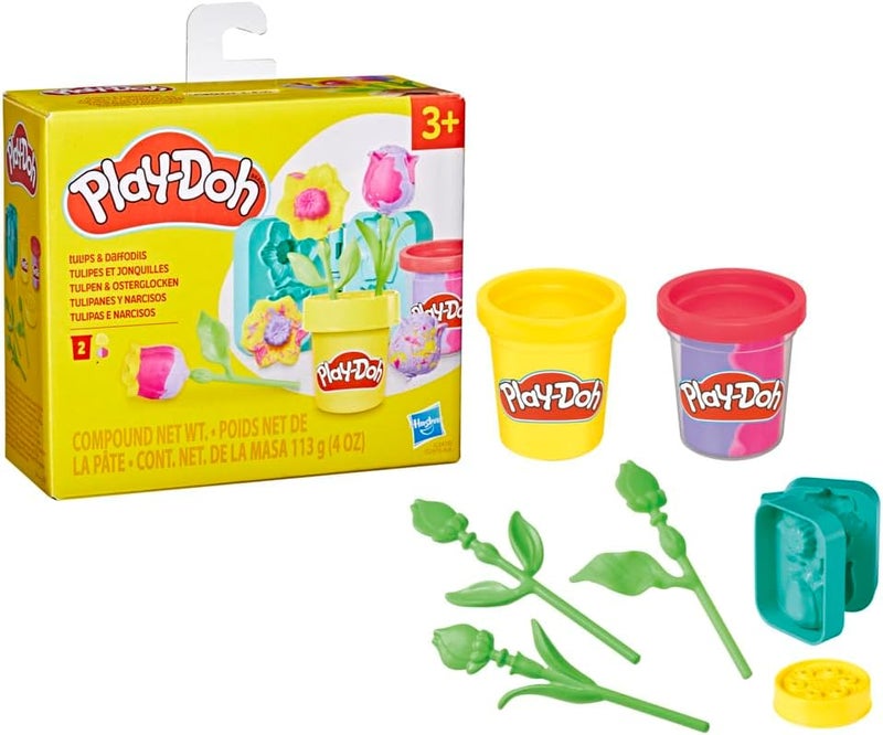Play-Doh لعبة زهور بلاي دو: توليب ونرجس، مجموعة فنون وحرف للأطفال، هدايا للبنات والأولاد 3+ - Image 1