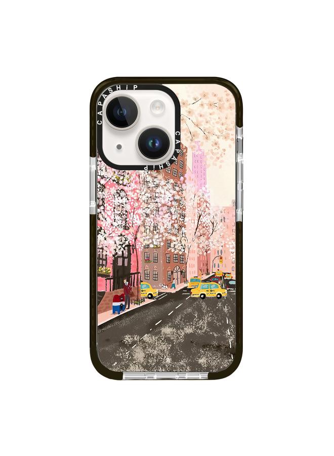 اس-توب جراب لهاتف iPhone 14 Plus بنمط توضيحي بسيط، جراب هاتف بتغطية كاملة - Image 1