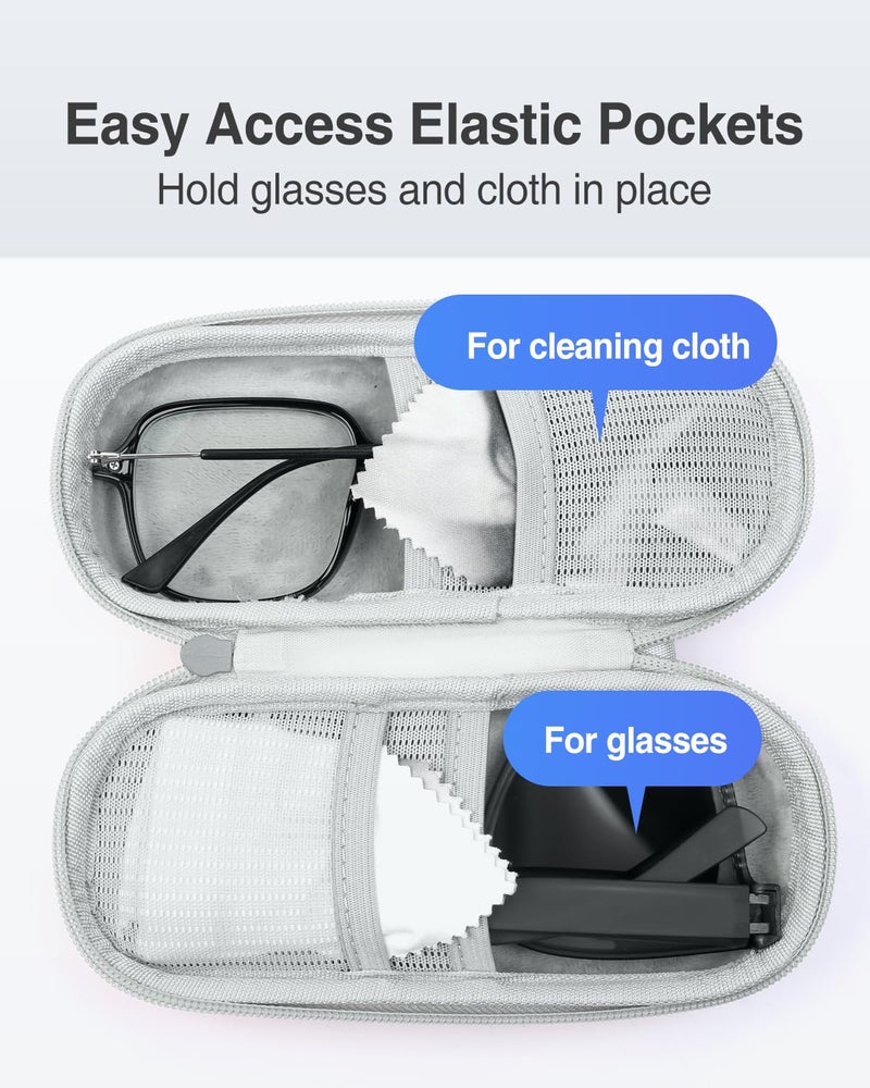 Luxtude Double Glasses Case Hard Shell, Double Eyeglass Case Dual Sunglasses Cases, Travel Sunglasses Organizer Storage for Women Men, Pink - Image 4