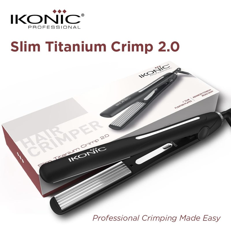 IKONIC مكواة شعر أيكونيك سليم تيتانيوم مع سخان PTC تسخين فوري درجة حرارة قابلة للتعديل لوحات تيتانيوم لتصفيف الشعر للنساء، لجميع أنواع الشعر، أسود (STC 2.0) - Image 2