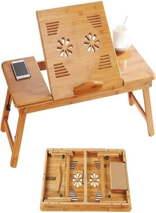 Bamboo Wood Folding Laptop Table Desk Stand Tray Height Adjustable Tilt Angle Fan Air Vent Side Drawer Phone Cup Holder Foldable for Bed Sofa, Writing and Eating - pzsku/Z02BC9E84836C69957C52Z/45/_/1704290680/73cc794b-2651-4849-866d-763f4c184713