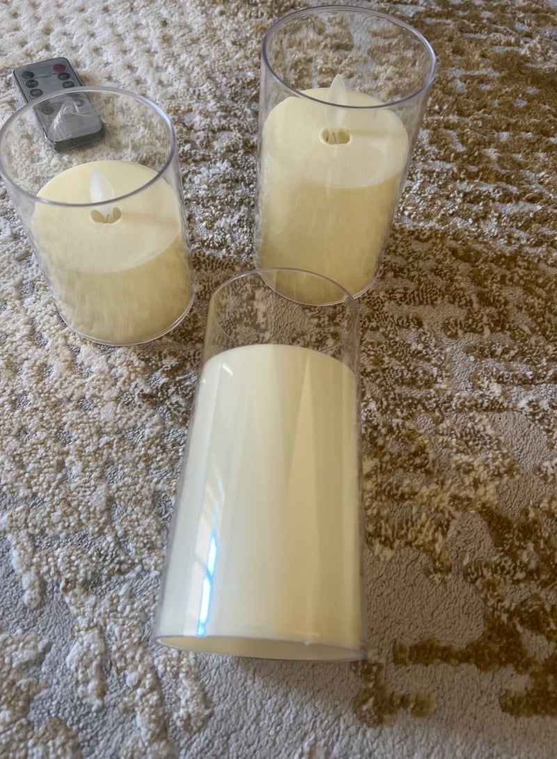 كيلا طقم شموع LED بدون لهب مكون من 3 قطع مع ريموت (أبيض) - Image 5