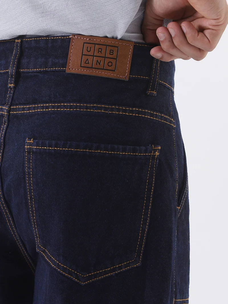 Urbano Fashion  Urbano Fashion Men's Dark Blue Loose Fit Cargo Jeans with 6 Pockets Non-Stretchable  | Best Price UAE