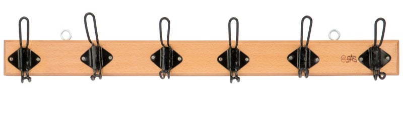CITY GLASS SAS Hooks colored wooden hanger 6 hooks metal