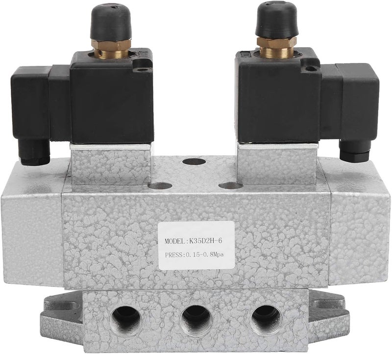 K35D2H - 6 3 Position 5 Way Pneumatic Solenoid Valve, Double Electric Controller G1/8in, Aluminum Alloy Air Valve with Spacer - Type Spool Structure, High Flow Capacity for Industr (DC24V) - Image 1