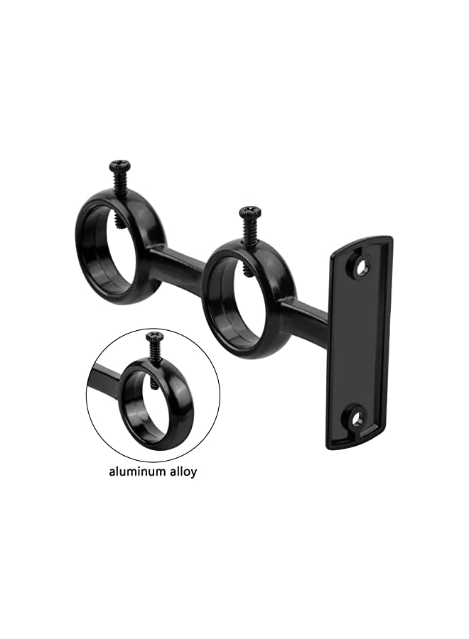 erorex Bracket for Curtain Pole, 2pcs Double Curtain RodHolder, Wall Mount Heavy Duty Adjustable 28mm Curtain Rod Bracket for Window, Bedroom, Home Black  - Image 4