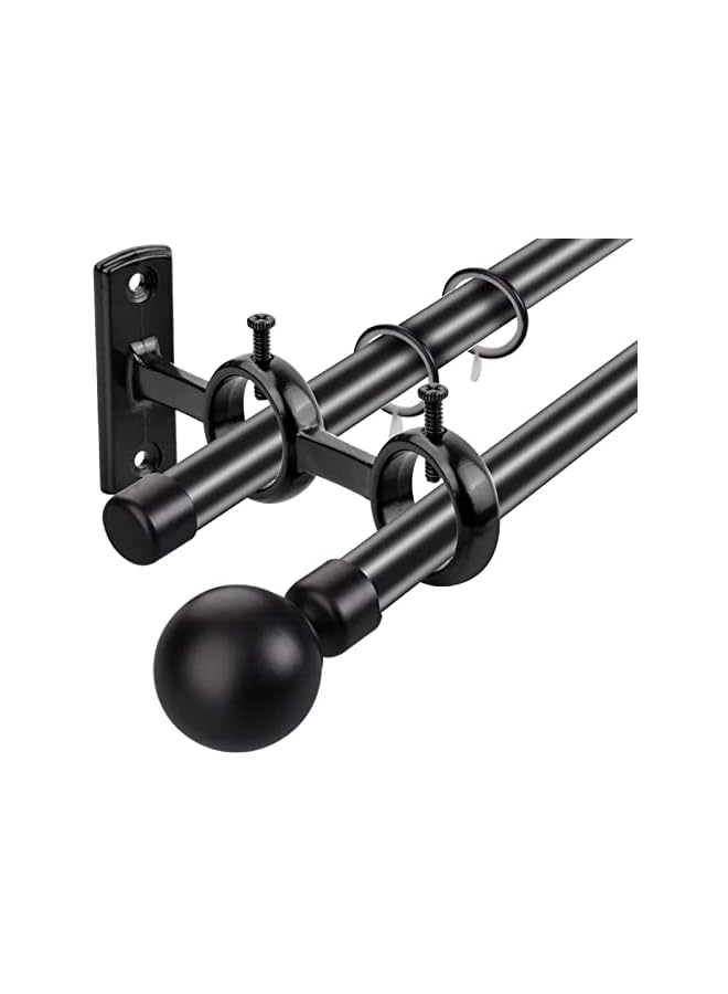 erorex Bracket for Curtain Pole, 2pcs Double Curtain RodHolder, Wall Mount Heavy Duty Adjustable 28mm Curtain Rod Bracket for Window, Bedroom, Home Black  - Image 5