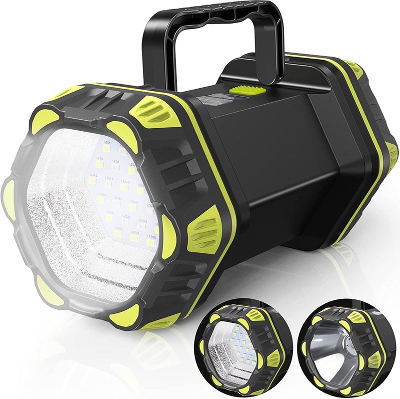 Rechargeable Flashlight: 8 In 1 Modes, 1500LM Super Bright, 4800mAh Battery, Olive Green - Waterproof Durable ABS Shell, Portable Camping Lantern for Outdoor Hiking, Emergency Use, Home Repair - Image 1