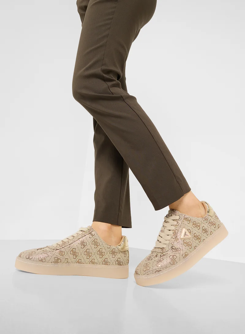 GUESS Logo Detailed Lace Up Low Top Sneakers