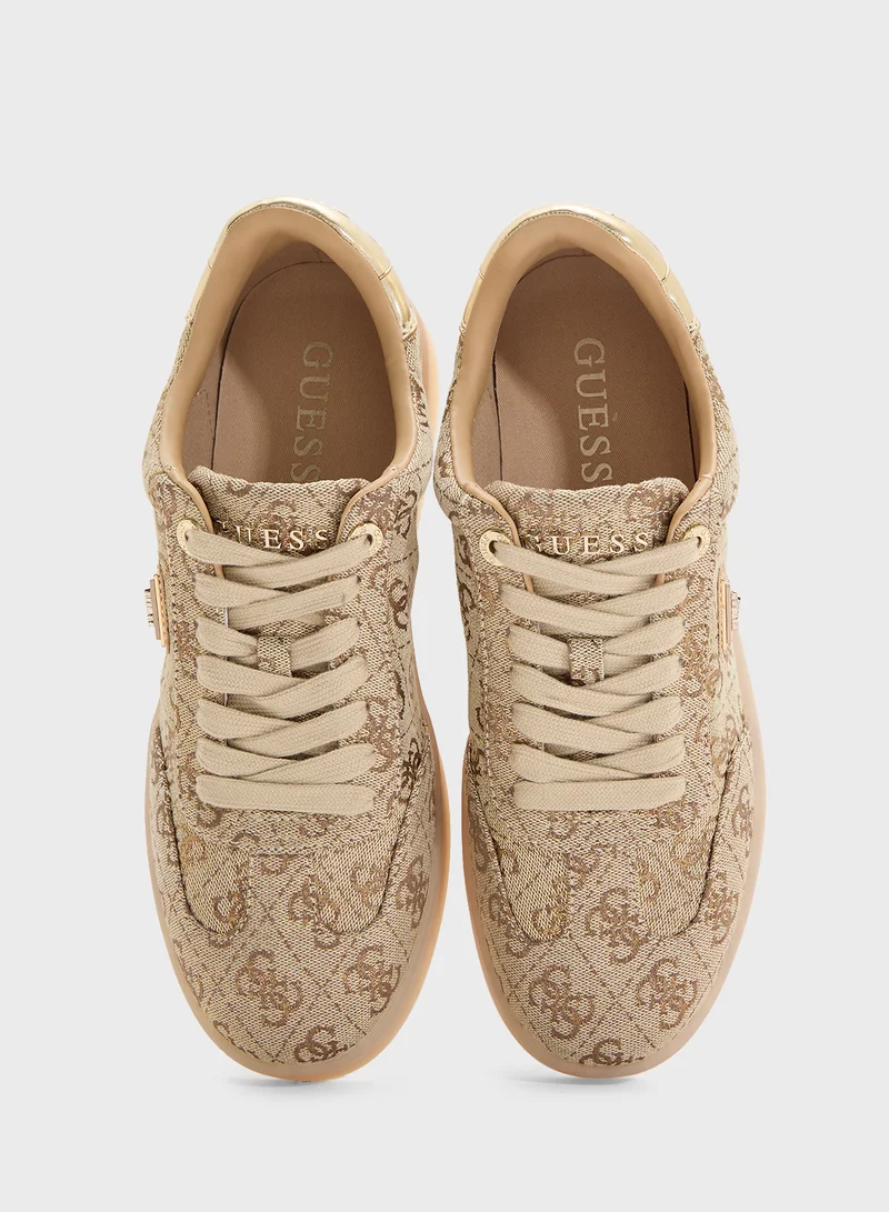 GUESS Logo Detailed Lace Up Low Top Sneakers