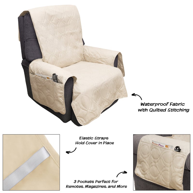 PETMAKER Pet Protector Furniture Covers - 100% Waterproof Recliner Chair Cover for Dogs or Cats â€“ Storage Pockets and Non-Slip Straps by PETMAKER (Tan) - Image 2