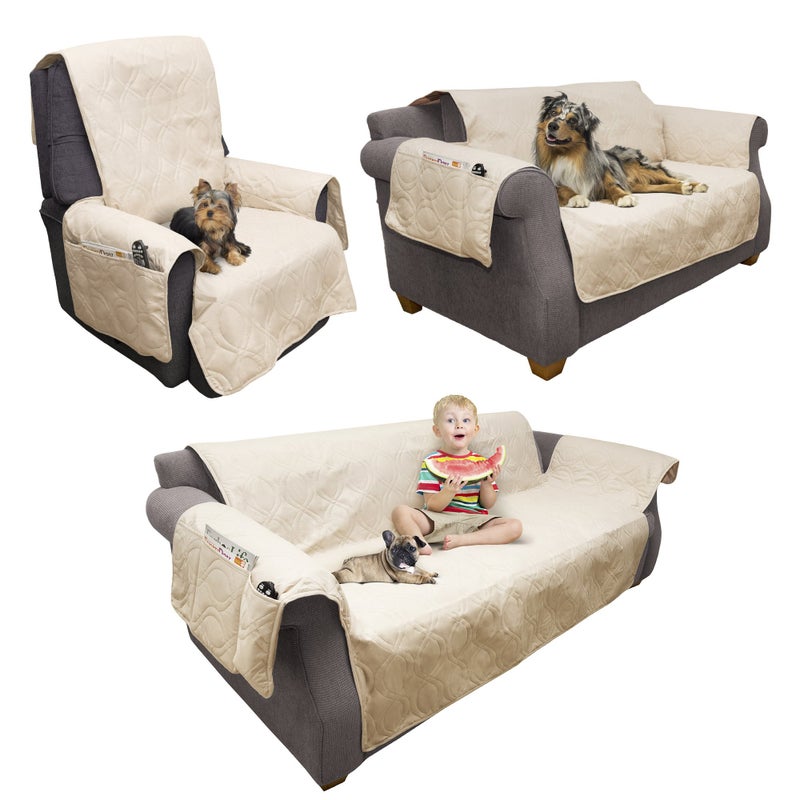 PETMAKER Pet Protector Furniture Covers - 100% Waterproof Recliner Chair Cover for Dogs or Cats â€“ Storage Pockets and Non-Slip Straps by PETMAKER (Tan) - Image 5