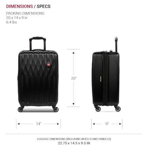 SwissGear 8018 Hardside Expandable Luggage with Spinner Wheels, Black, Carry-On 20-Inch - Image 5