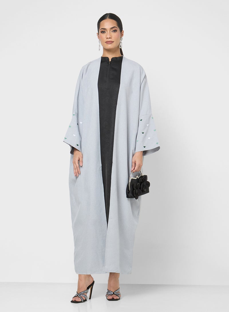 Khizana Abaya With Heart Patterned Sleeves - Image 1