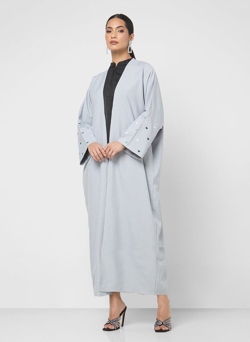 Khizana Abaya With Heart Patterned Sleeves - Image 4