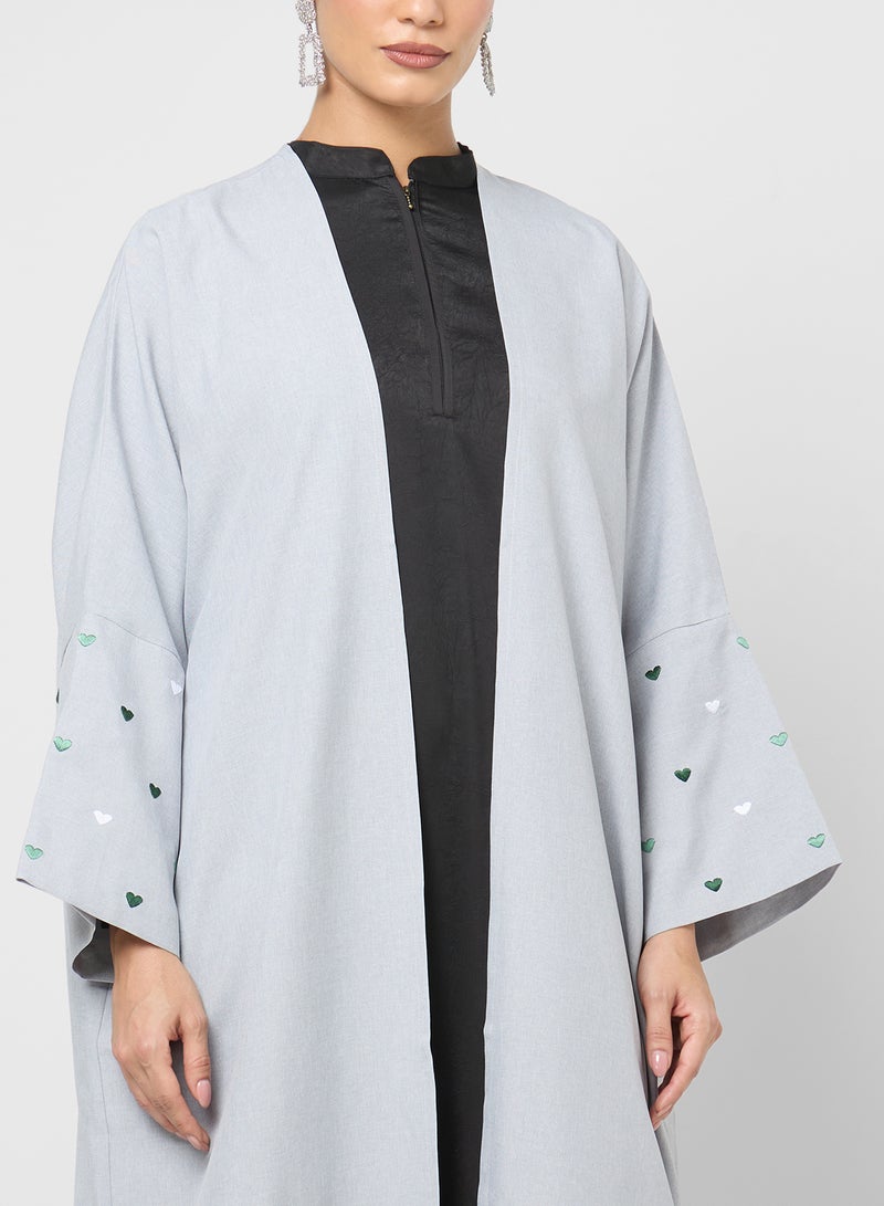 Khizana Abaya With Heart Patterned Sleeves - Image 3