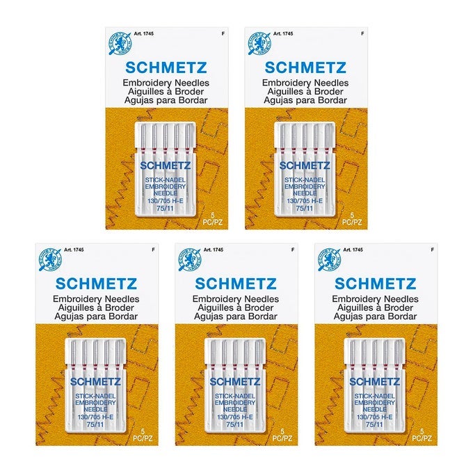 EMBROIDERY SEWING MACHINE NEEDLES PRECISION NEEDLES SIZE 7511 5NEEDLE CARDS PACK OF 5