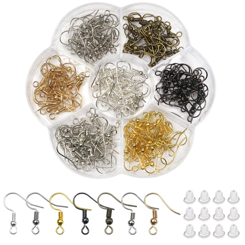 TOAOB THE ONE AND ONLY BABY TOAOB 140pcs Earring Hooks Hypoallergenic 925 Sterling Silver Fish Hooks Ear Wires with Ball and Coil 7 Colors 18mm Earring Parts with Earring Backs for DIY Jewelry Making - Image 1