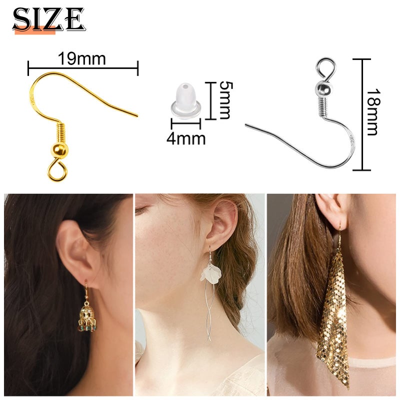 TOAOB THE ONE AND ONLY BABY TOAOB 140pcs Earring Hooks Hypoallergenic 925 Sterling Silver Fish Hooks Ear Wires with Ball and Coil 7 Colors 18mm Earring Parts with Earring Backs for DIY Jewelry Making - Image 2