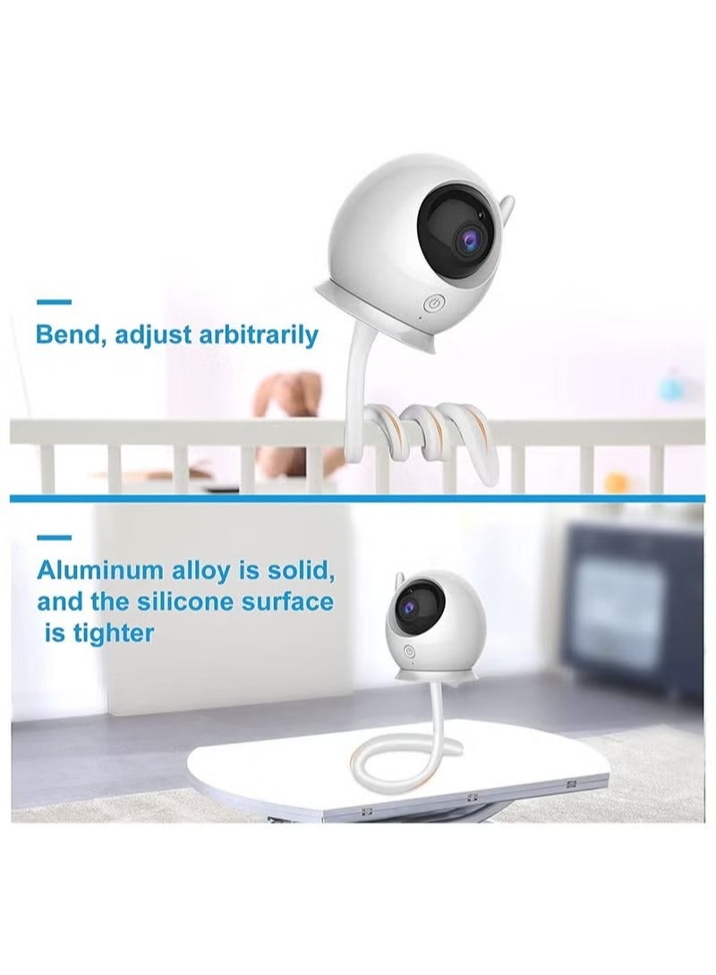 Baby Monitor Mount Shelf, Flexible Camera Stand for Nursery Baby Monitor Crib Holder, Compatible with Most Universal Monitors Camera, Versatile Twist Mount Without Tools or Wall Damage (White) - Image 4