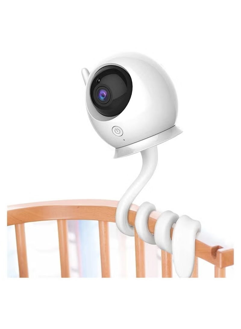 Baby Monitor Mount Shelf, Flexible Camera Stand for Nursery Baby Monitor Crib Holder, Compatible with Most Universal Monitors Camera, Versatile Twist Mount Without Tools or Wall Damage (White) - Image 1