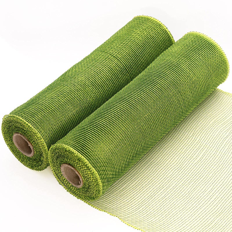 Koopi Deco Mesh 10 inch x 10 Yards Each Roll Set of 2 Moss  Apple Green Poly Mesh Ribbons for Wreaths Swags Craft Party and Decorating Supplies 2 Rolls