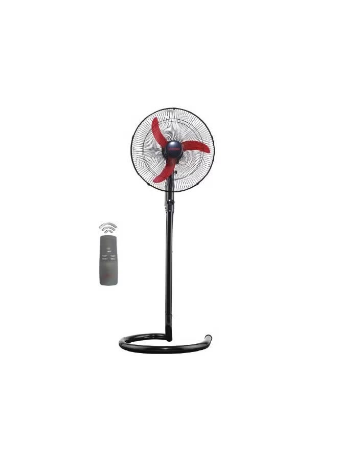 Fresh Gost vertical fan (stand), 18 inches, 3 blades, remote control, 3 speeds, timer, black × red color