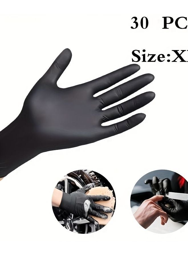 Black Nitrile Gloves Disposable 30 Pieces XL Size Multipurpose Durable - Image 1