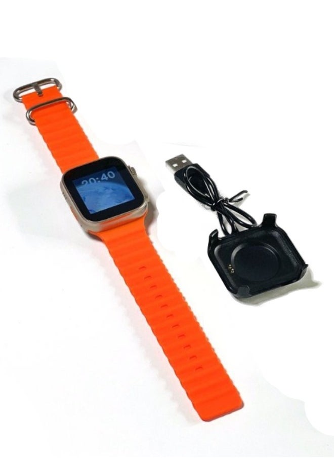 Generic - Ultra 2 Smartwatch With Bluetooth Calling, Heart Rate Monitoring, Step Count & Fast Charging Orange Strap - Image 1