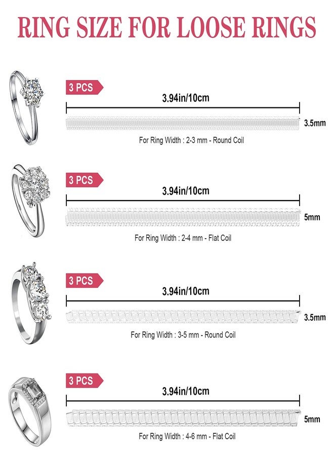 WEGOUP 16-Pack Ring Sizers for Loose Rings – Adjustable Clear Silicone Non-Slip Ring Resizer and Tightener Guard (4 Sizes) – Spiral Silicone Jewelry Fitter for Men & Women – Makes Rings Smaller - Image 2