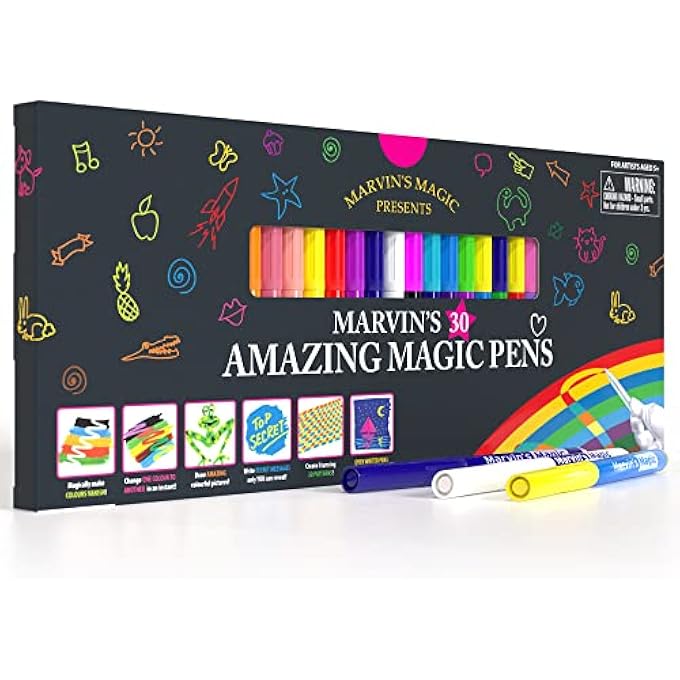 Marvin's Magic - NEW X 30 AMAZING MAGIC PENS - COLOR CHANGING MAGIC PEN ART - CREATE 3D LETTERING OR WRITE SECRET MESSAGES - INCLUDES 30 MAGIC PENS - Image 1