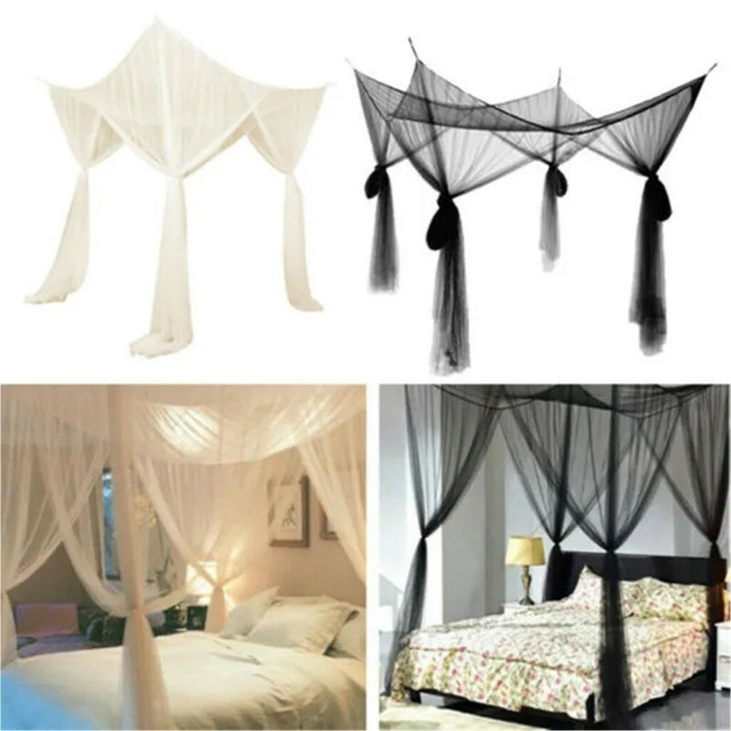 Grace White Square Canopy Bed Curtains Mosquito Net for Single Bed - Image 5