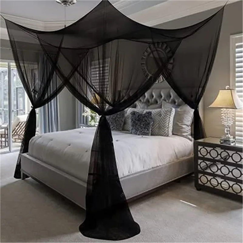 Grace White Square Canopy Bed Curtains Mosquito Net for Single Bed - Image 3
