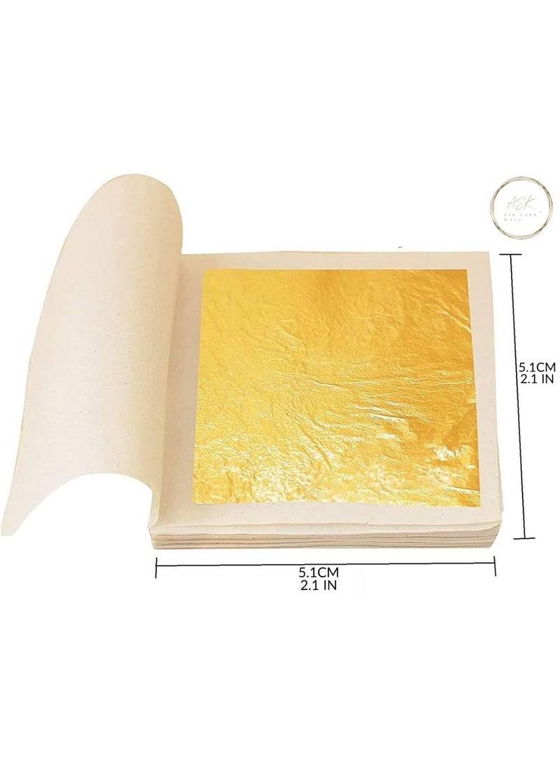 ASK VARK WALA 24K Genuine Gold Leaf Sheets 10Pcs 21 x 21 Inches Gold Leaves for Cake Decorating Baking Cooking Art DIY Projects Gilding Crafting Makeup Home Small 10  - Image 3