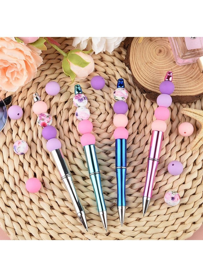 ASTARON 100 Pcs 15mm Silicone Beads for Keychain Making, Purple Pink Silicone Beads Bulk Round Beads for Bracelets Pens Crafts Jewelry Making - Image 4