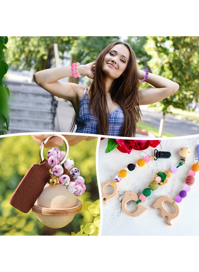 ASTARON 100 Pcs 15mm Silicone Beads for Keychain Making, Purple Pink Silicone Beads Bulk Round Beads for Bracelets Pens Crafts Jewelry Making - Image 5