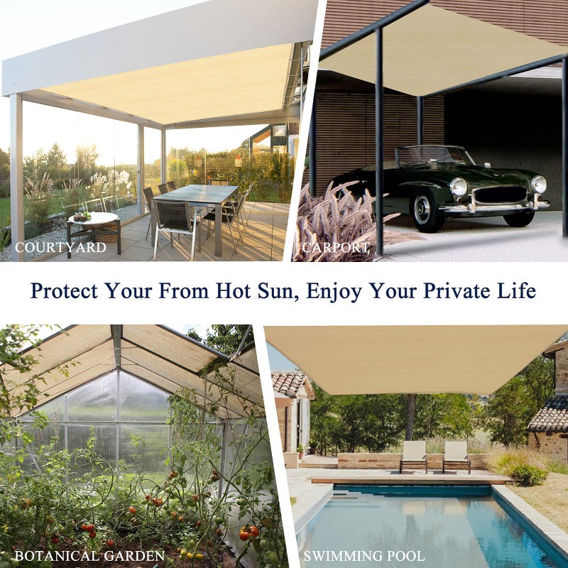 ABOSUN 90% Outdoor Sun Shade Cloth, 6' x 6', Pergola, Deck, and Backyard Patio Sunshade with UV Protection, Heat Resistant HDPE Material, Reinforced Grommets (6x6 FT, Wheat) - Image 5