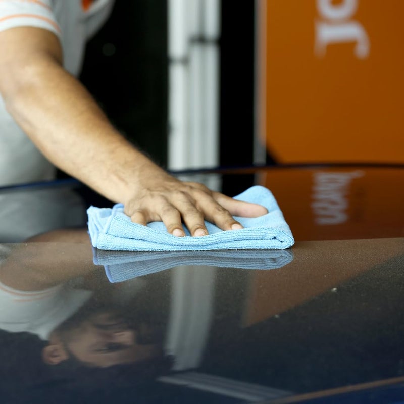 JOPASU Microfiber Cloth 250 GSM Set of 3 Blue Orange Yellow 40x40 cms Multipurpose Cleaning Cloths for Cars Bikes Kitchen Home Appliances - Image 4