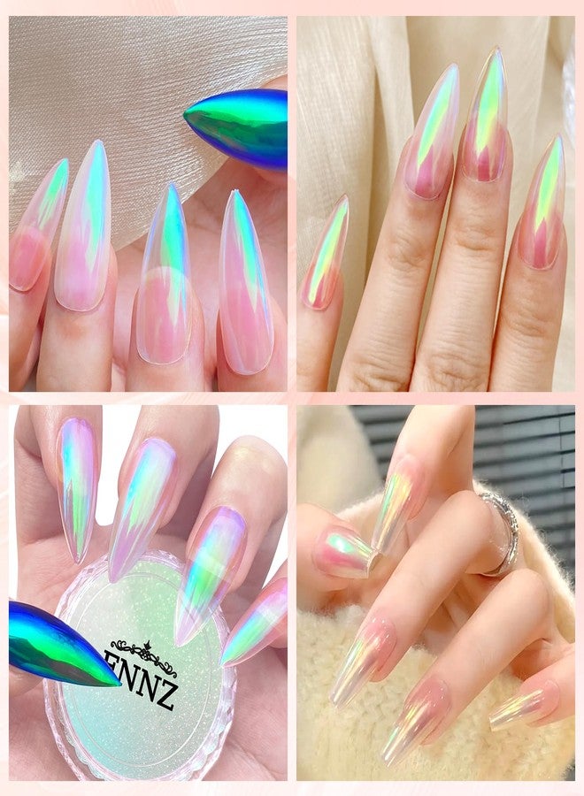 FNNZ Unicorn Chrome Nail Powder, Aurora Unichrome Mermaid Aurora Pigment Pearlescent Nail Art Glitter Dust Decoration for Home DIY Salon Manicure - Ocean Glimmer - Image 5