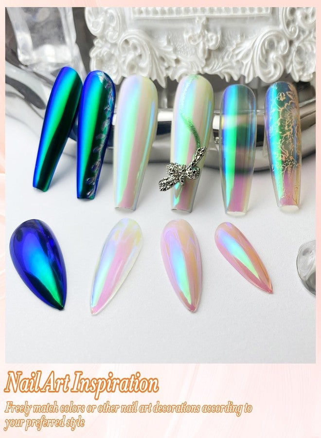 FNNZ Unicorn Chrome Nail Powder, Aurora Unichrome Mermaid Aurora Pigment Pearlescent Nail Art Glitter Dust Decoration for Home DIY Salon Manicure - Ocean Glimmer - Image 4