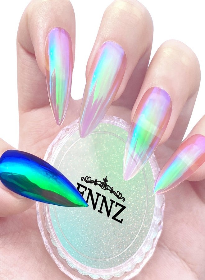 FNNZ Unicorn Chrome Nail Powder, Aurora Unichrome Mermaid Aurora Pigment Pearlescent Nail Art Glitter Dust Decoration for Home DIY Salon Manicure - Ocean Glimmer - Image 1