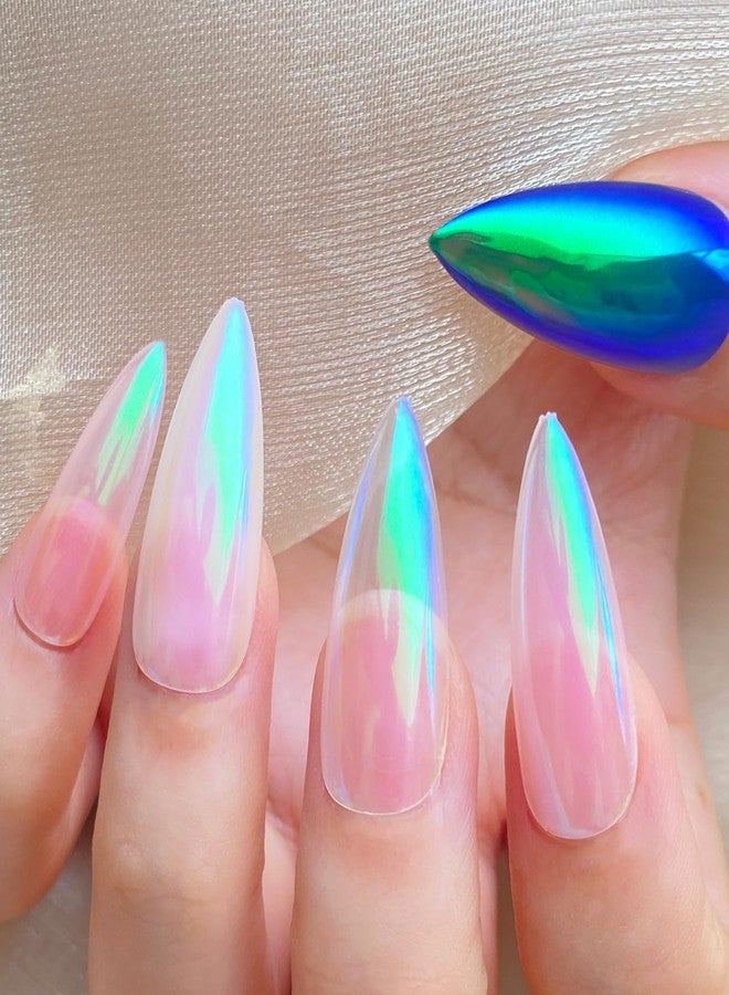 FNNZ Unicorn Chrome Nail Powder, Aurora Unichrome Mermaid Aurora Pigment Pearlescent Nail Art Glitter Dust Decoration for Home DIY Salon Manicure - Ocean Glimmer - Image 2