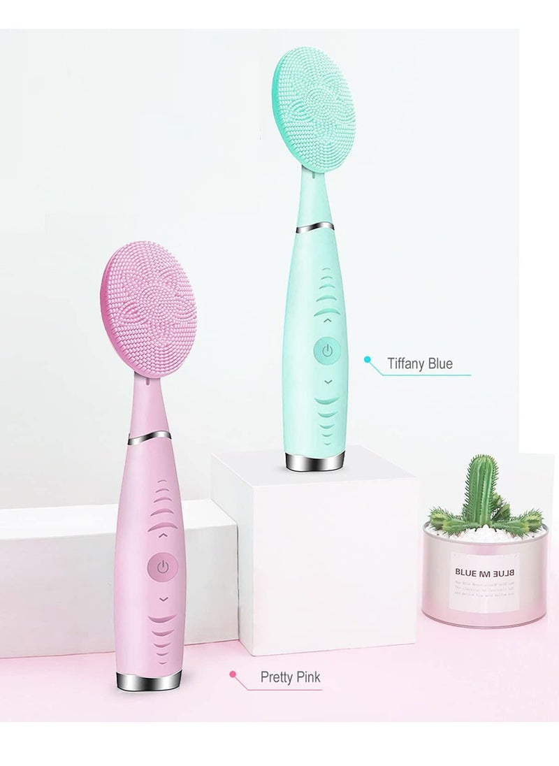 LY Sonic Facial Cleansing Brush, Lyrzzey Portable Handled Face Cleansing Brush with 5 Adjustable Speeds Vibrating Rechargeable Face Cleansing Brush for Deep Cleaning Gentle Exfoliating Massaging(Pink)  - Image 3